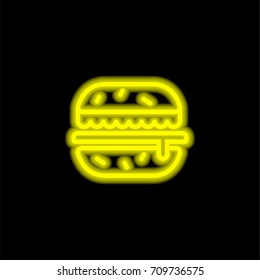 Hamburguer yellow glowing neon ui ux icon. Glowing sign logo vector