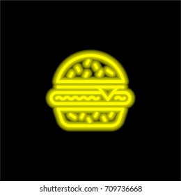 Hamburguer yellow glowing neon ui ux icon. Glowing sign logo vector