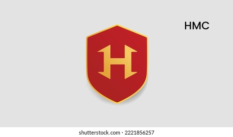 Moneda de Hamdan, logo 3d de criptodivisa HMC token aislado en fondo blanco con espacio de copia. ilustración vectorial de la moneda de Hamdan, concepto de diseño de banner con símbolo HMC.