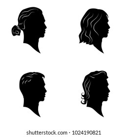 Hamdsome men hairstyles vector silhouettes