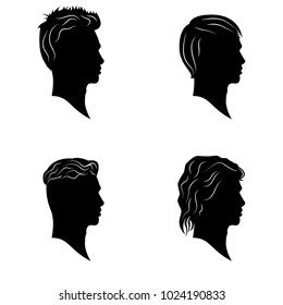 Hamdsome men hairstyles vector silhouettes