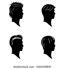 Hamdsome men hairstyles vector silhouettes