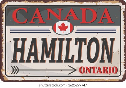 Hamilton, Canada, road sign vector illustration, road table