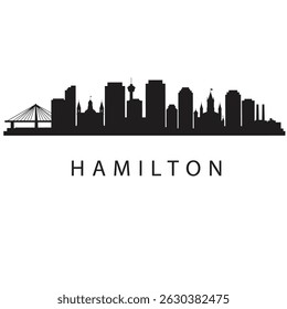 Hamilton Cityscape Skyline com o Canadá, e Vetor Illustration.