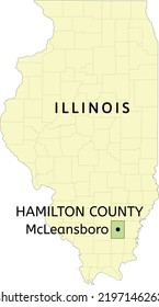 Hamilton County and city of McLeansboro location on Illinois state map