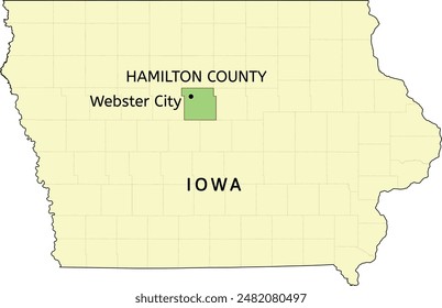 Hamilton County and city of Webster City location on Iowa state map