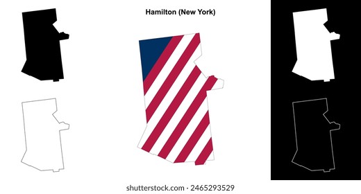 Hamilton County (New York) outline map set