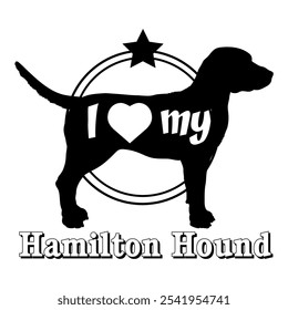 Hamilton Hound Hund Silhouette, ich liebe meinen Hund, Hund, Hunderassen, Logo, Vektor, Silhouette, Tier, Illustration, Symbol, Zeichen, schwarz, Haustier,