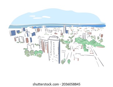 Hamilton Ontario Canada vector sketch city illustration line art colorful watercolor style