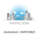 Hamilton, Ontario skyline cityscape line art style vector illustration