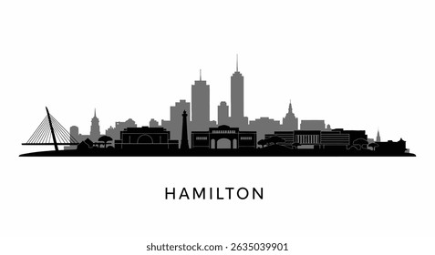 Hamilton Skyline com a Silhueta Negra do Canadá.