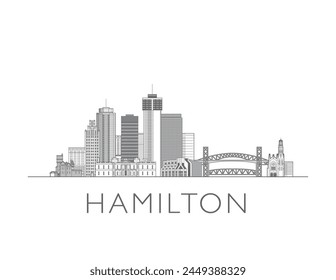 Hamilton skyline cityscape illustration skyline drawing