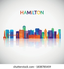 Hamilton skyline silhouette in colorful geometric style. Symbol for your design. Vector illustration.