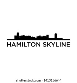 hamilton skyline vector black and white