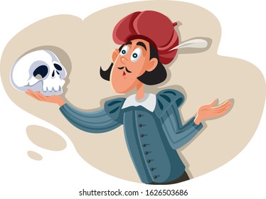 Hamlet Holding Skull Asking Existential Question. Troubled prince in Shakespearean drama having a dilemma
