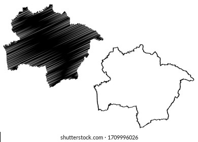 Hamm City (Federal Republic of Germany, North Rhine-Westphalia) map vector illustration, scribble sketch City of Hamm map