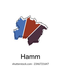 Hamm City Map illustration. Simplified map of Germany Country vector design template