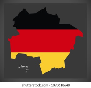 Hamm map with German national flag illustration