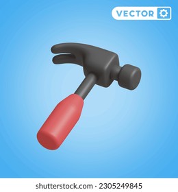 hammer 3D vector icon set, on a blue background