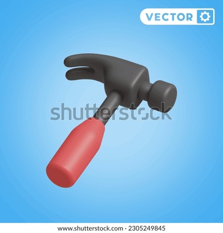 hammer 3D vector icon set, on a blue background