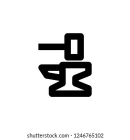 Hammer and anvil icon. Blacksmith sign