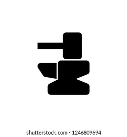 Hammer and anvil icon. Blacksmith sign