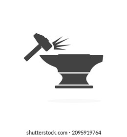 Hammer and Anvil Icon Silhouette Vector Illustration