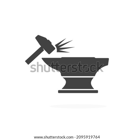 Hammer and Anvil Icon Silhouette Vector Illustration
