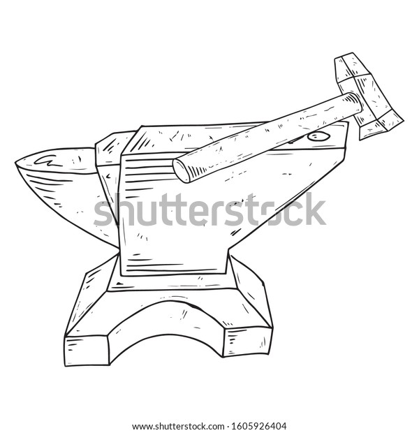 Hammer Anvil Icon Vector Illustration Anvil Stock Vector (Royalty Free ...