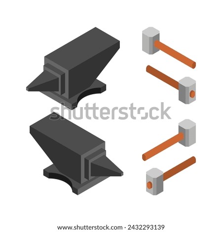 Hammer and Anvil isolated. Blacksmith tool.