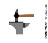 Hammer and anvil. smith tools. Accessory blacksmithing