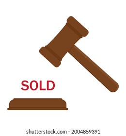 Hammer for auction and trial, color vector isolated illustration