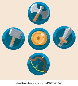 hammer axe archery sword ancient icon