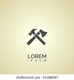 hammer axe icon. hammer axe logo