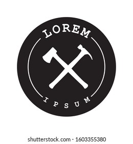 hammer and axe, vector emblem logo template