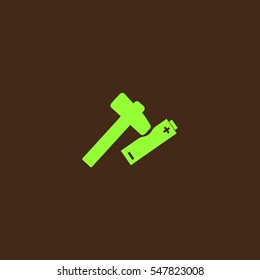 hammer, battery, icon