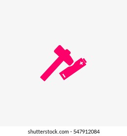 hammer, battery, icon