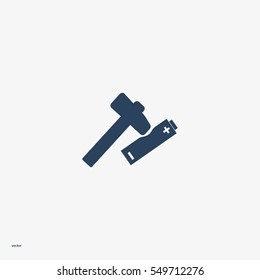 hammer, battery, icon