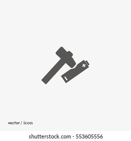 hammer, battery, icon