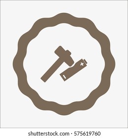 hammer, battery, icon