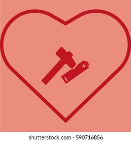 hammer, battery, icon