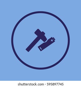 hammer, battery, icon