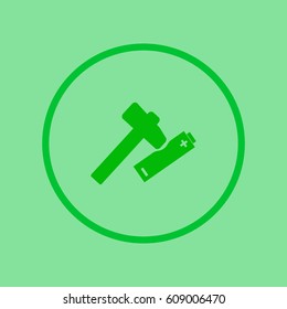 hammer, battery, icon