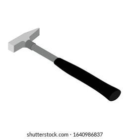 Hammer with black, rubber handle vector. Worker equipment, tools