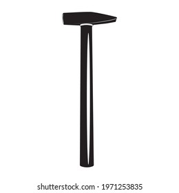 Hammer black silhouette, hand work tool, vector illustration isolated on white background. Mini sledge hammer.