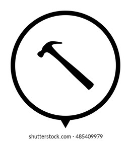 hammer - black vector  icon; map pointer