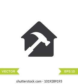 hammer black web icon flat on white background vector template illustration 