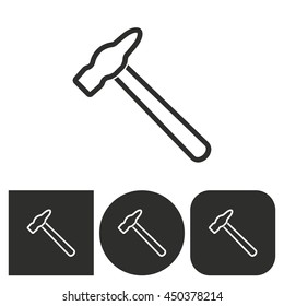 Hammer - black and white icons. Vector illustration.