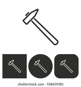 Hammer - black and white icons. Vector illustration.