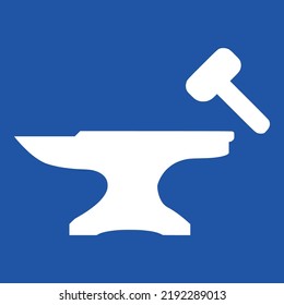 Hammer Blacksmith Anvil Modern Premium Designer Blue Vector